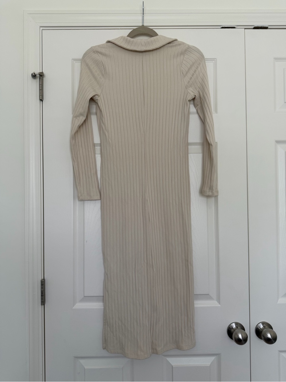 Cream Ribbed Midi Dress - Picture 3 of 4